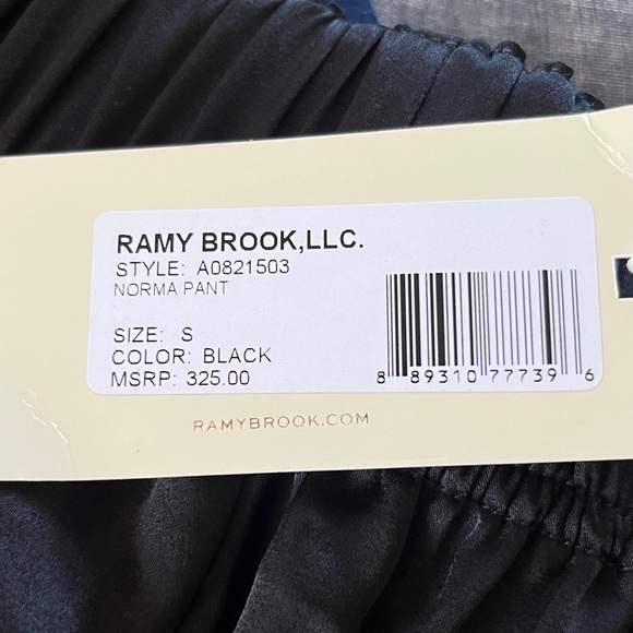 NWT Ramy Brook "Norma" Sleek Black satin Cargo Pants size Small - Picture 6 of 9